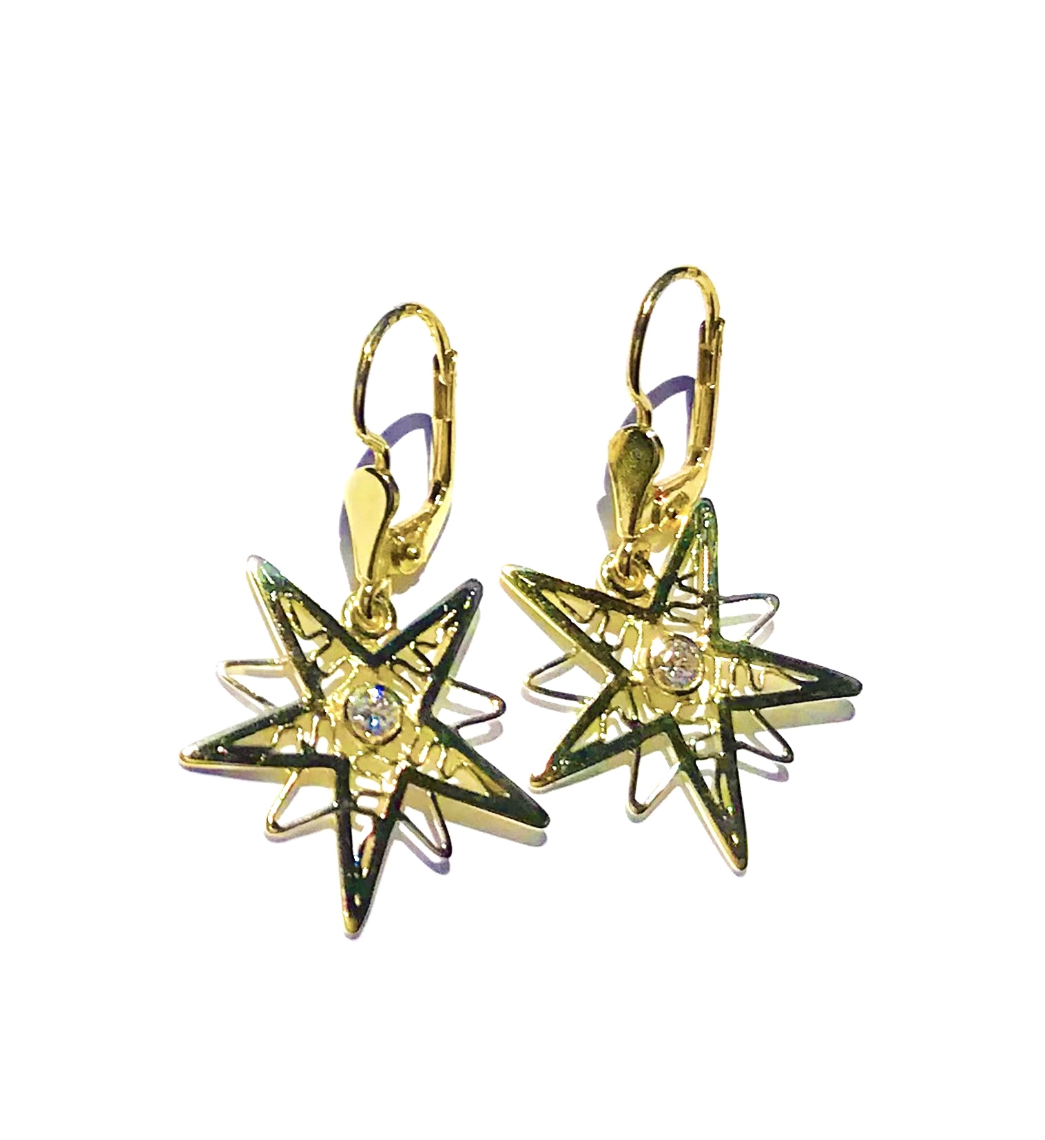 Zlaté naušnice s diamantem.Natural diamamond.Skladem.